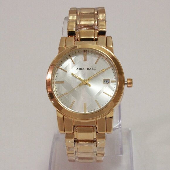 Ladies Quartz Fashion Watch Gold Tone Silver Dial 34mm - Picture 3 of 13